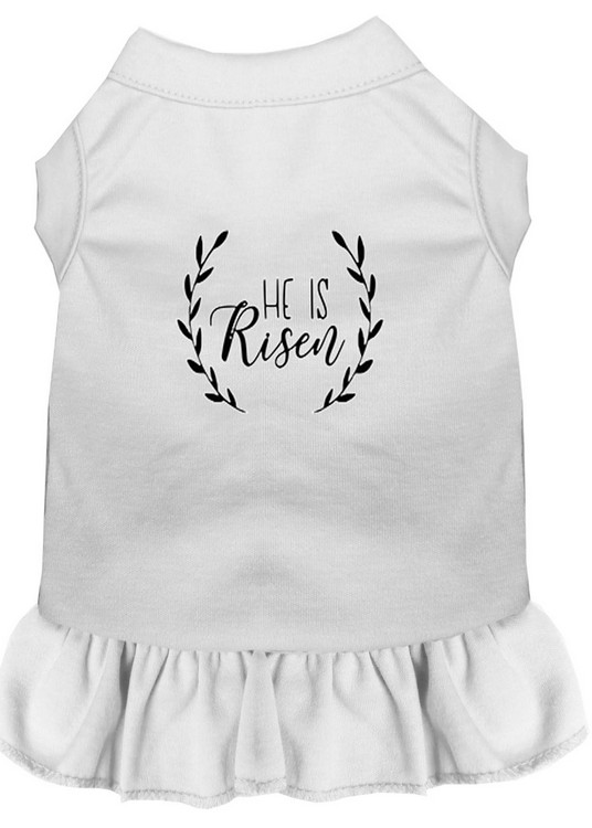 He Is Risen Screen Print Dog Dress White Med